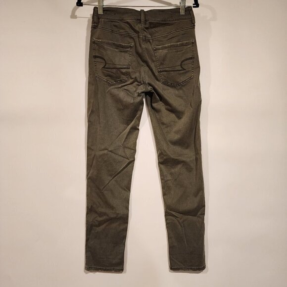 American Eagle Olive Green Tomgirl Pant AEO Stretch Twill Jegging Pants sz‎ 00 - Picture 3 of 10